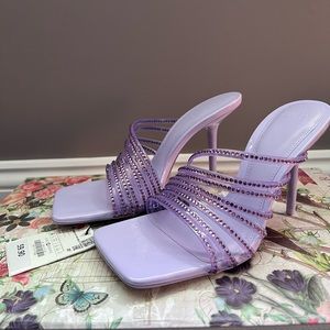 Purple Zara Rhinestone Vinyl Heeled Sandal